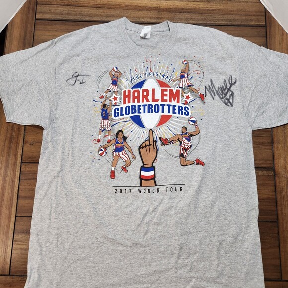 The Original Harlem Globertrotters Signed Graphic T XL - Picture 1 of 6